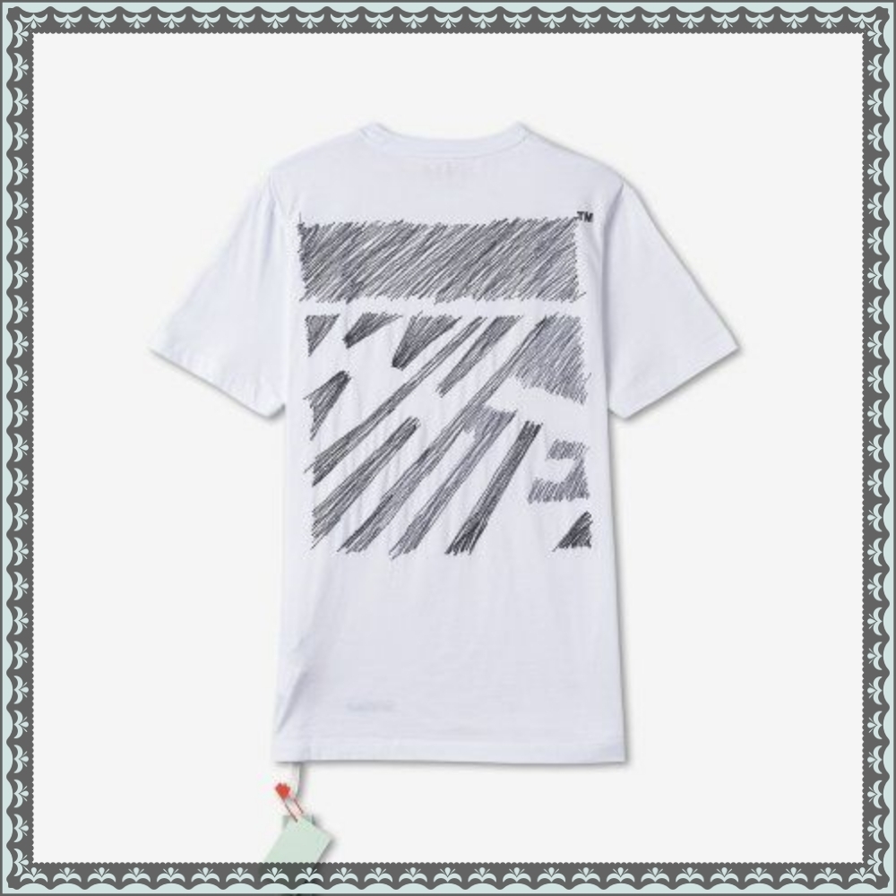 ★Off-White★ Scribble Diag Slim Short Sleeve T-Shirt White