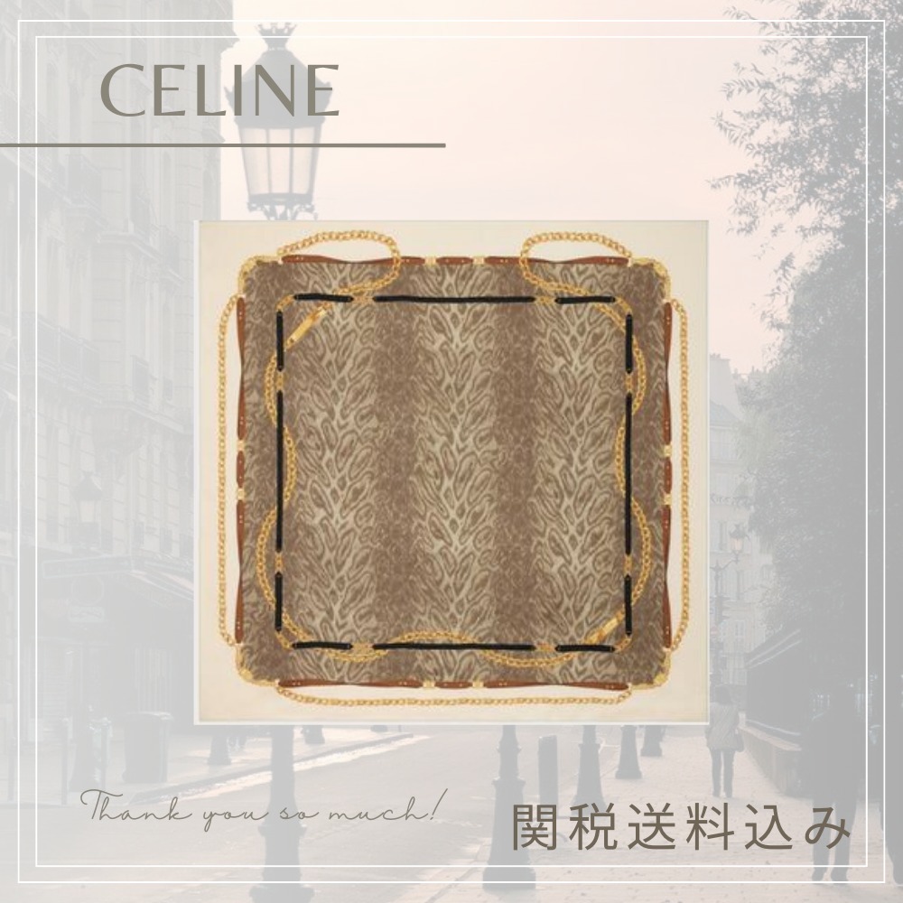 【CELINE】セリーヌ  レオパード スクエアスカーフ