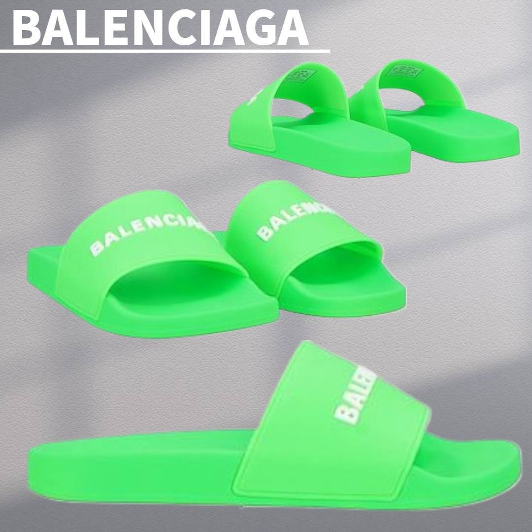 人気★関税込【BALENCIAGA】Pool スライドサンダルGreen