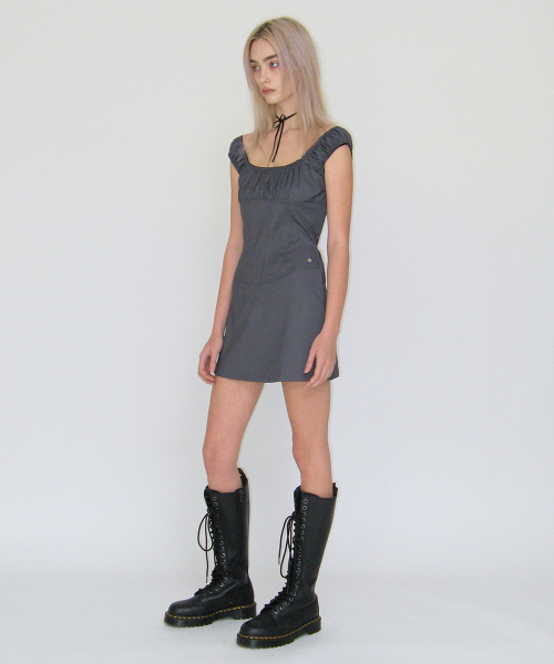 ワンピース Shirring corset dress gray