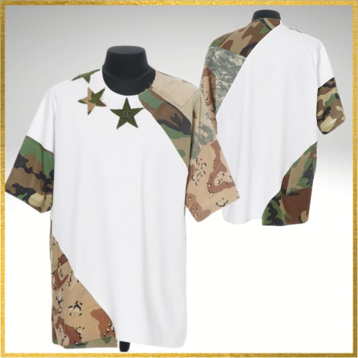 Dolce＆Gabbana■DGロゴ入りカモフラージュパッチワークTシャツ