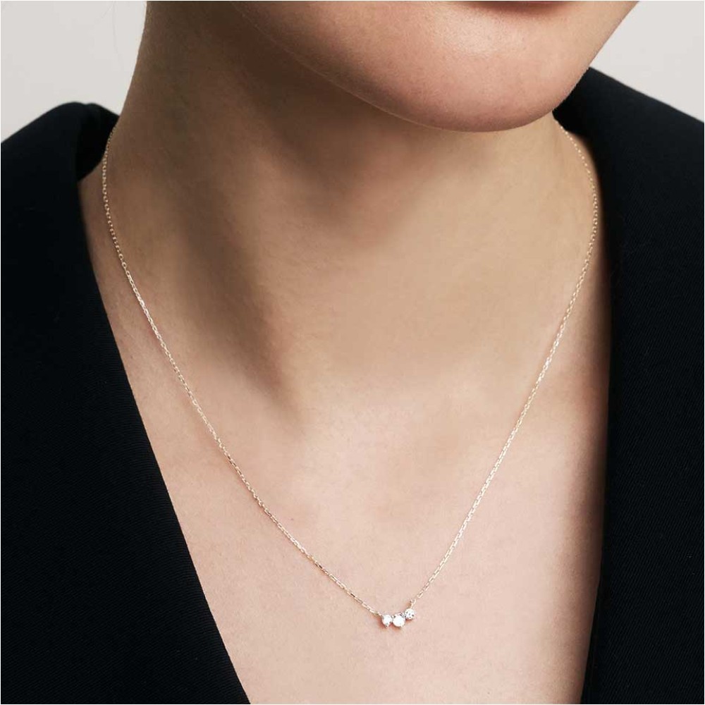 ★Hei★ [sv925] brilliant triple cubic necklace