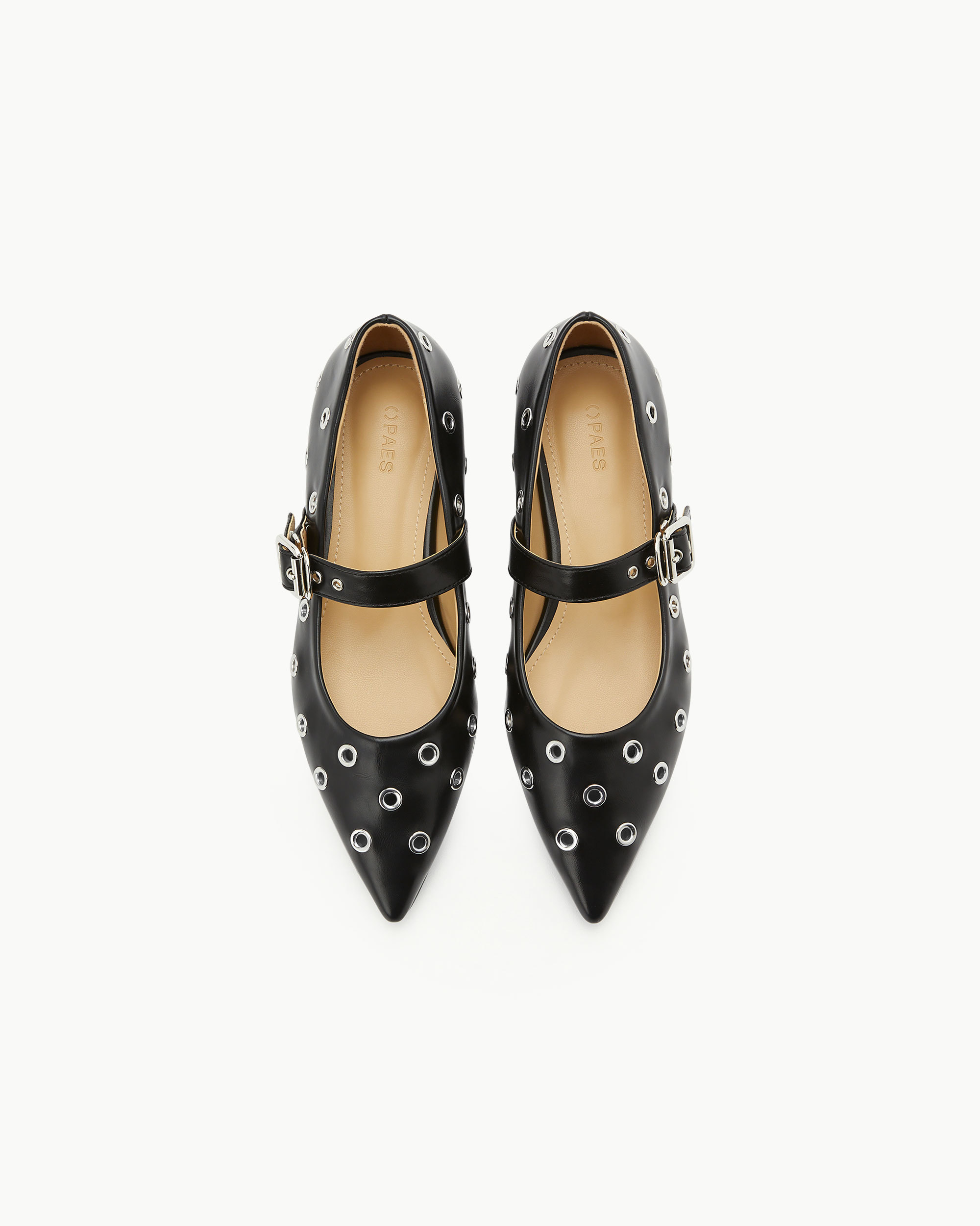 【PAES】Eyelet Buckle Flat ポインテッドトゥ フラットシューズ PAES】Eyelet Buckle Flat ポインテッドトゥ フラットシューズ