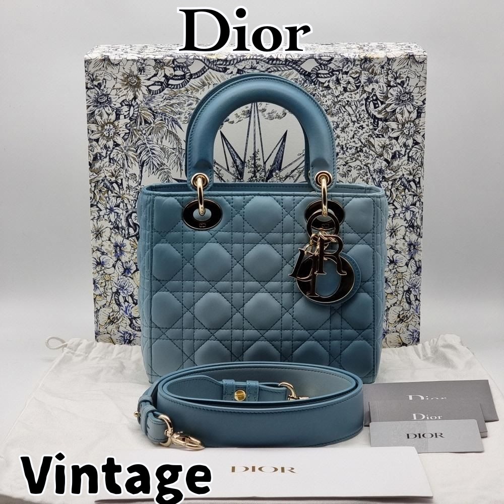 【ヴィンテージ】Rank:B☆Dior ブルー スモール トートバッグ