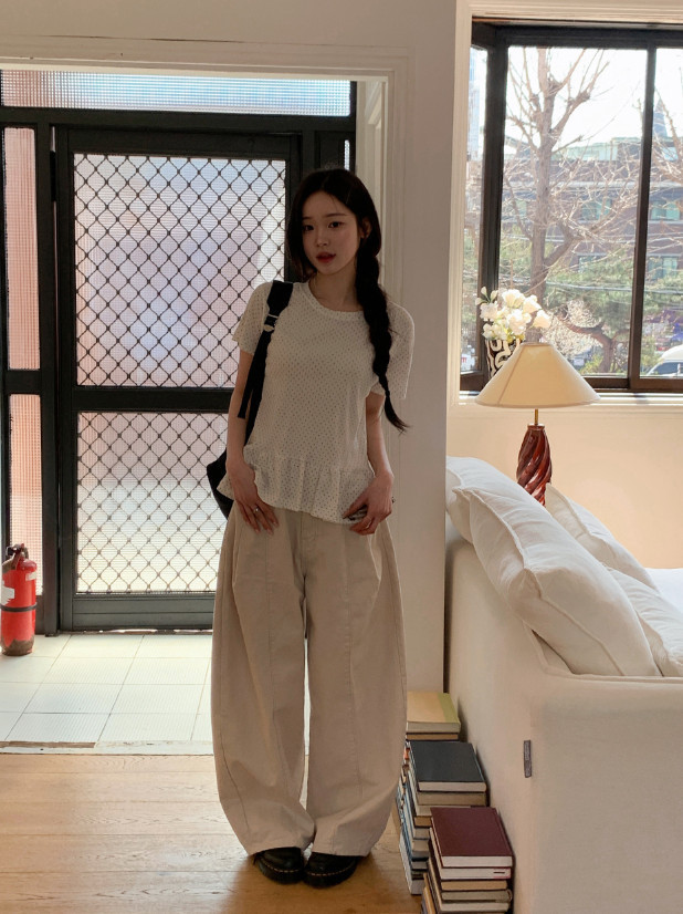 パンツ Devil Balloon Pintuck Wide Cotton Pants (3color)