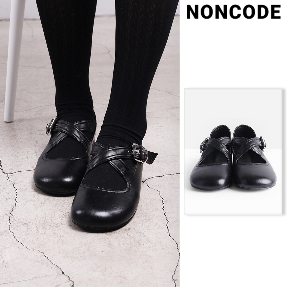 【NONCODE】Pully Cross Strap Mary Jane Loafers