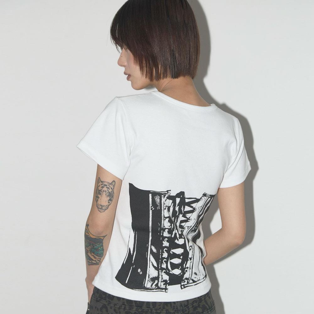 ◆NASTY FANCY CLUB◆ BACK CORSET TEE (WHITE)_F25QB096