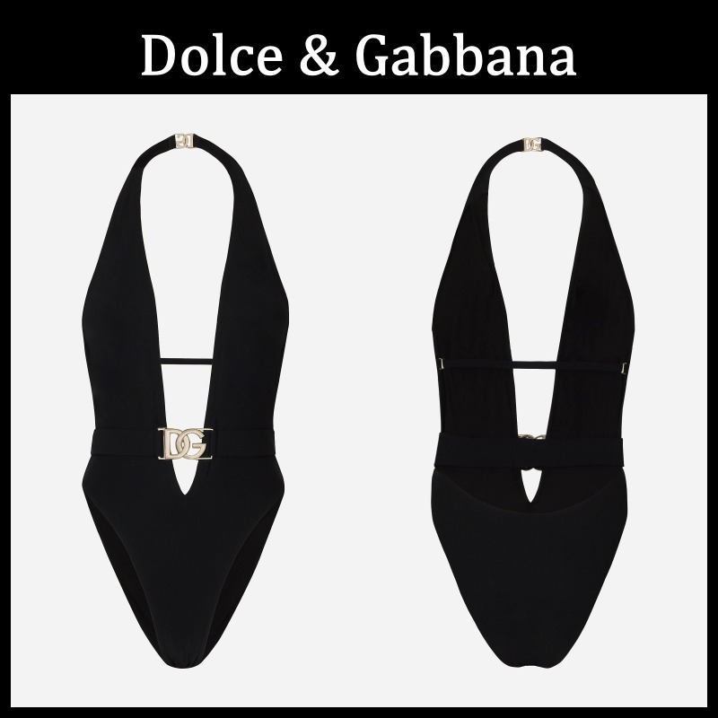 【Dolce & Gabbana】ワンピース水着 プランジネック ベルト