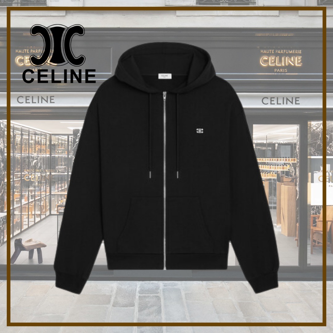 【CELINE】トリオンフ ルーズジップパーカー★ブラック★XL