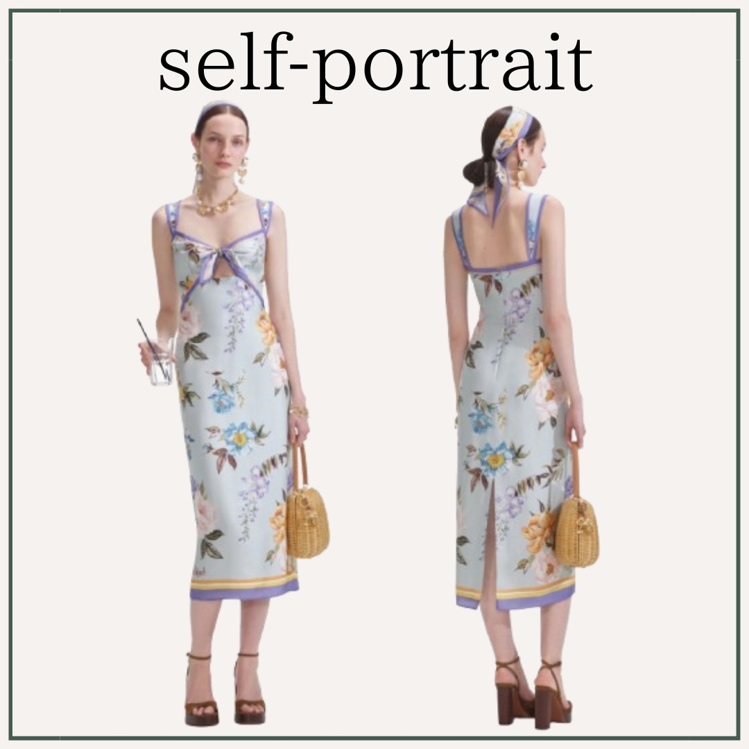 【25SS】self-portrait / フローラル シルク ツイル ドレス