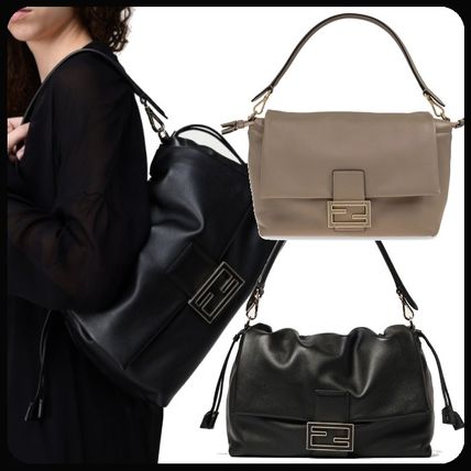 関税込！【FENDI】Mamma Baguette ラージ ブラック ナッパレザー Mamma Baguette Small Leather Black | Fendi