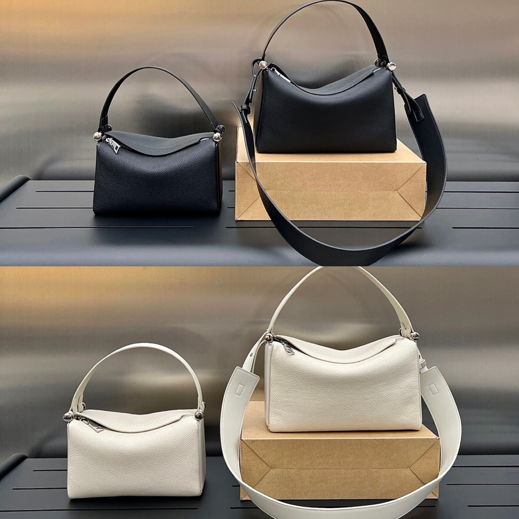 【Sサイズ】本革 韓国デザイン レザースクエアハンドバッグ BAG