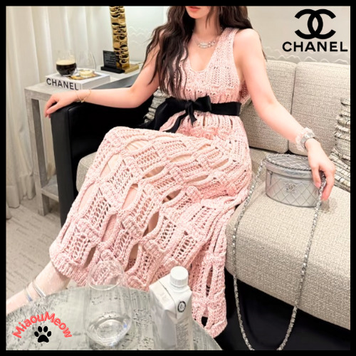 【淡い透け感と大きめリボンが可愛い♪】CHANEL★ドレス