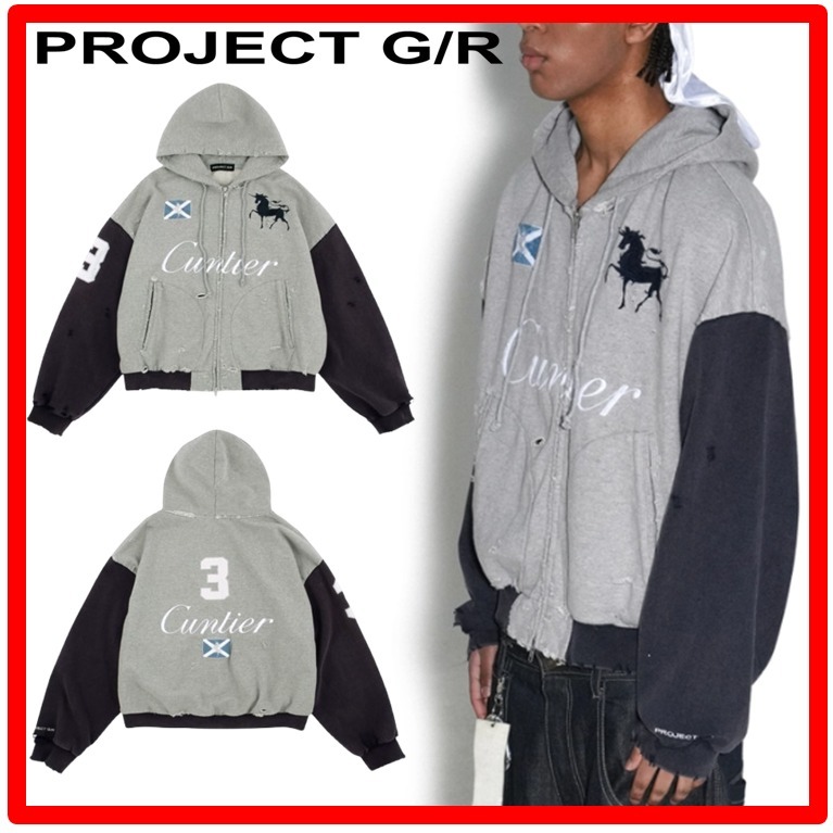 ★人気★【Project G/R】★Cuntier Zip Hoodi.e★Melange Grey★