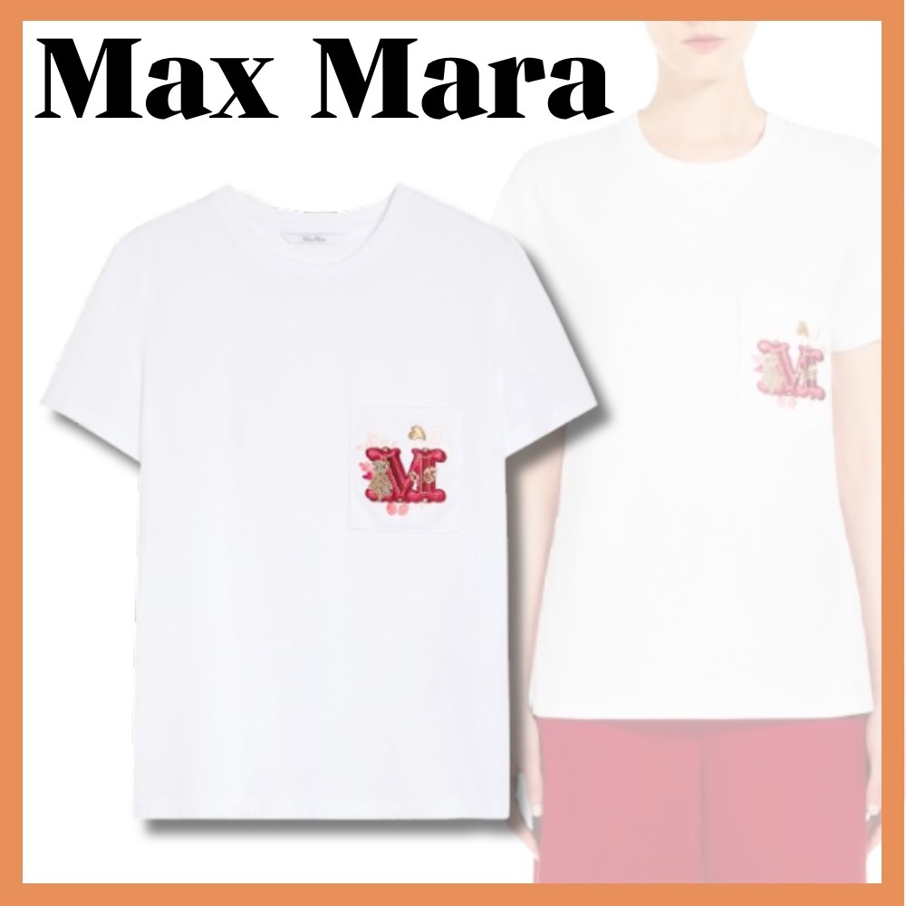 関税送料込☆【Max Mara】Mモノグラム 刺繍ポケットTシャツ
