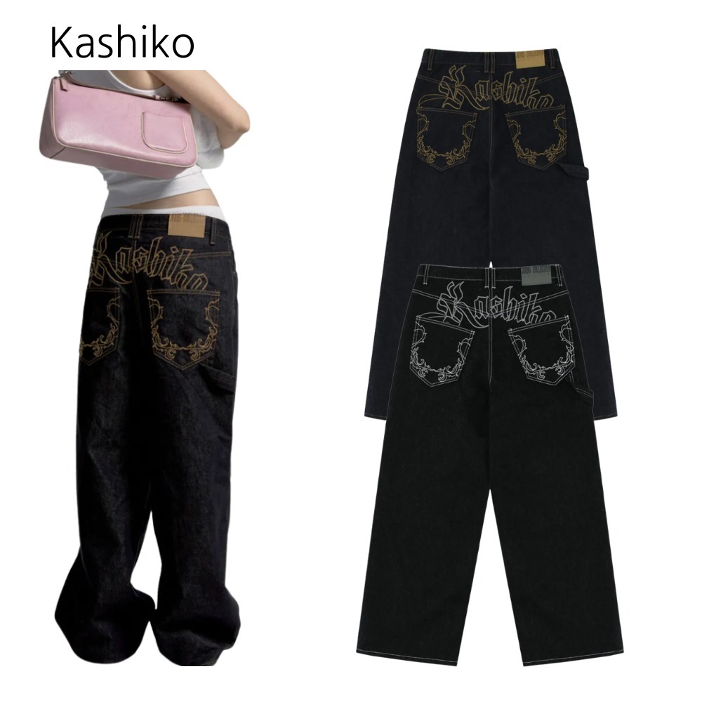 ★Kashiko★【送料0/関税0】Embroied Nonfade Denim Pants 2色