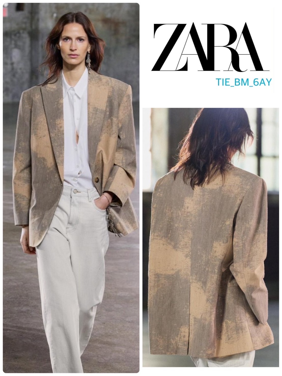 スペイン発送 ZARA ZW COLLECTION プリントミニマルブレザー