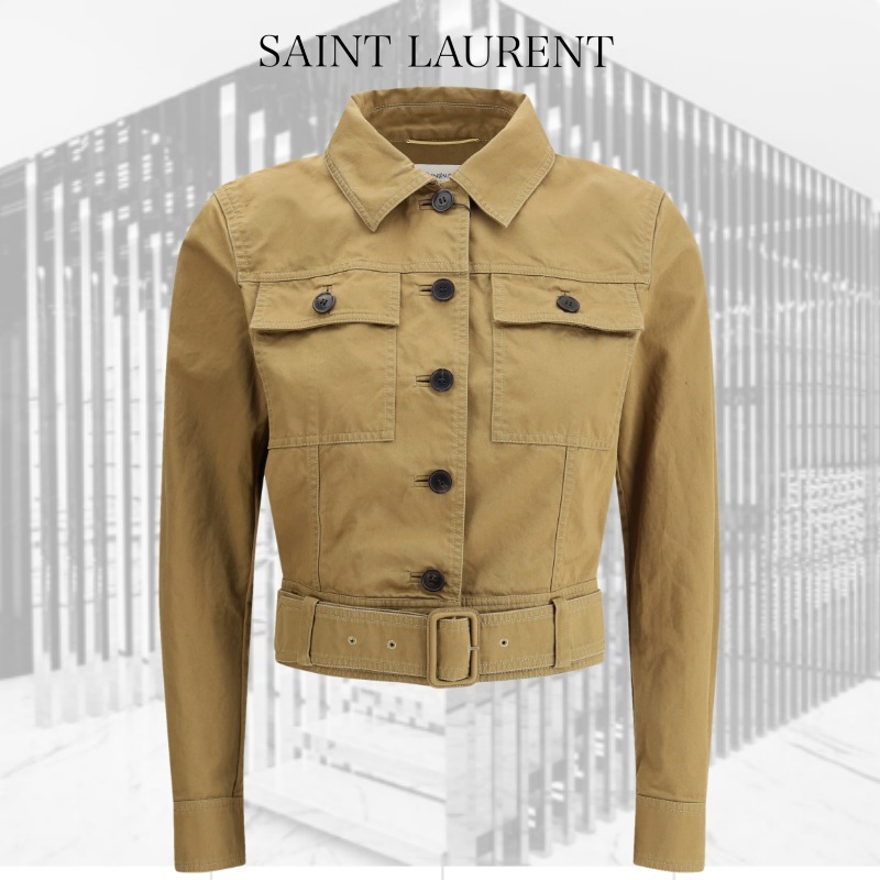 VIPSALE【SAINT LAURENT】コットンサージ クロップドジャケット
