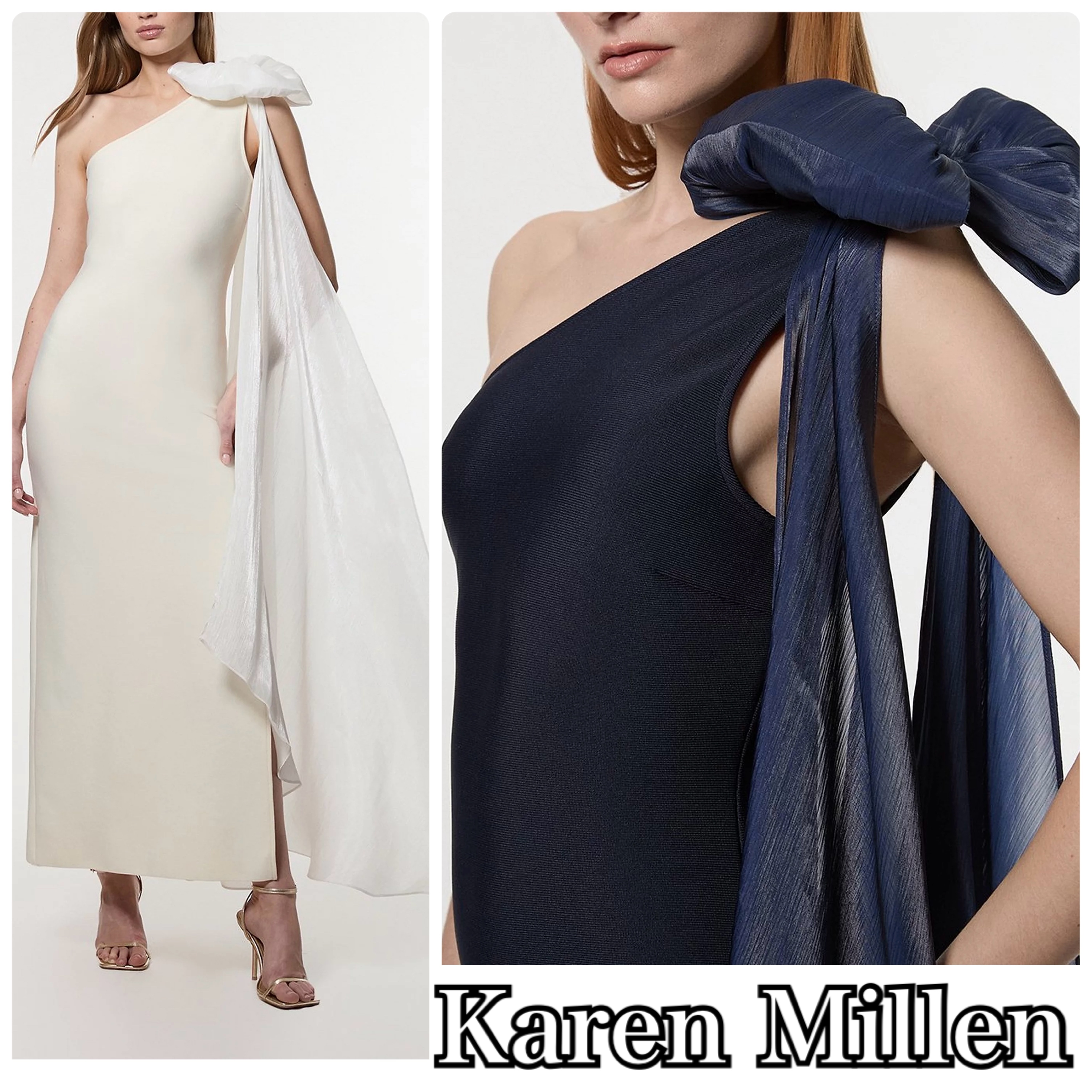 【Karen Millen】バンデージ ニット スリーブ マキシ ワンピース