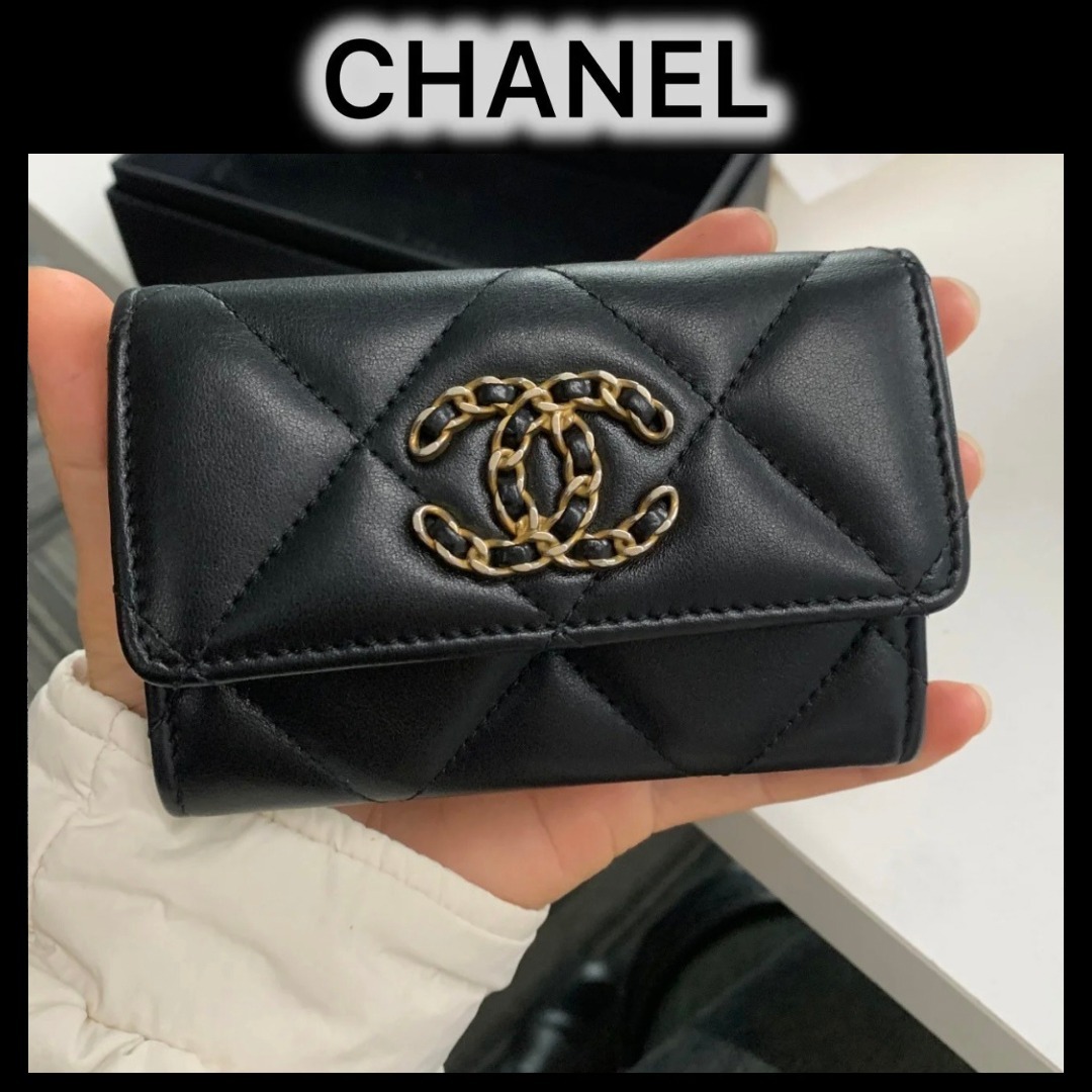 ★上品で洗練★CHANEL 19 フラップ カードホルダー