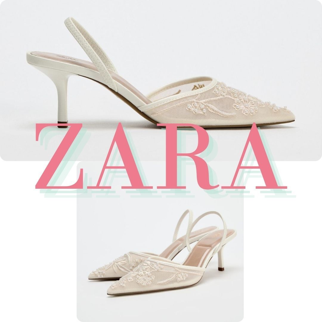 ZARA 刺繍入りメッシュ、スリングバックスタイル 2817/410