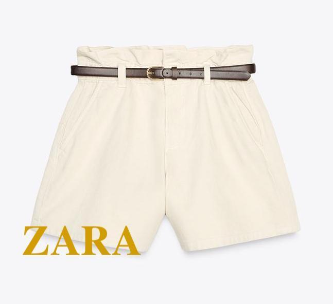 ☆ドイツ発*ZARA*新作*ペーパーバックウエストデニムショーツ/C
