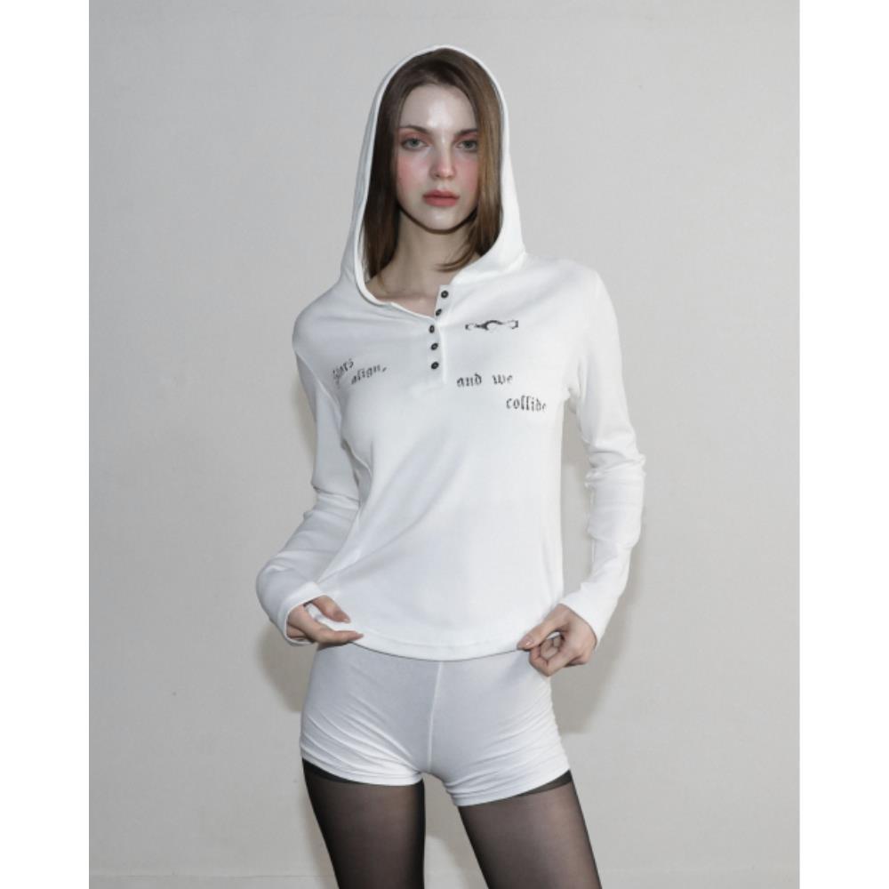 ★MAGORENSEOUL★ Stars Slim Fit Hood Long Sleeve White CNLS0