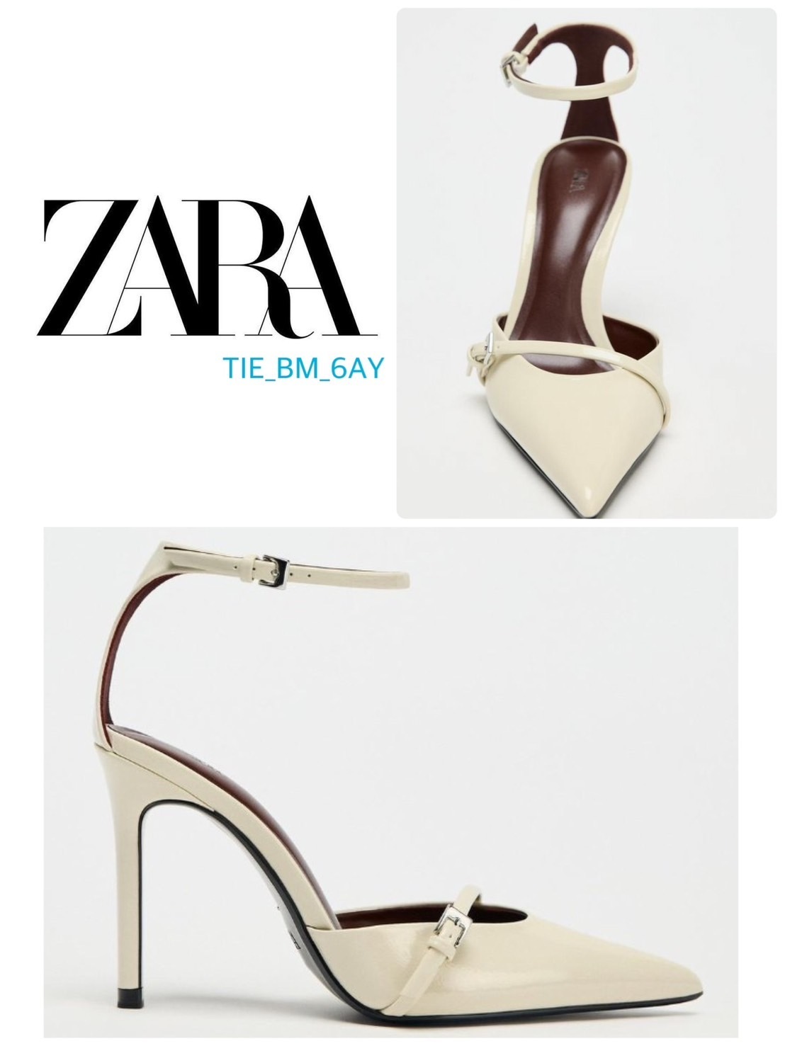 スペイン発送 ZARA ストリップ付きの特許効果シューズ 今季新作