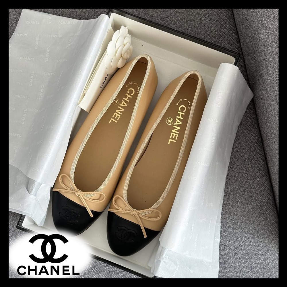 シンプルで上品♪おしゃれ【CHANEL】CCロゴ フラット バレリーナ