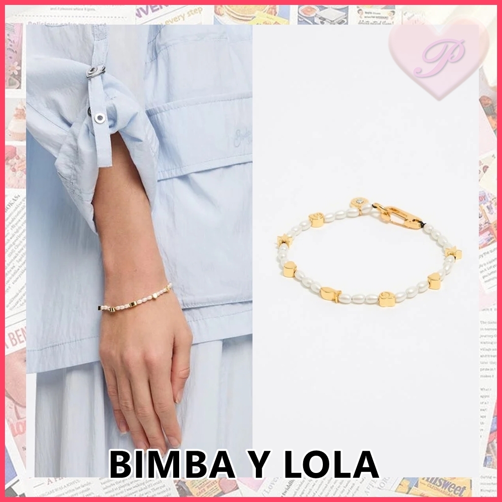 【BIMBA Y LOLA】メタルパーツ付きガラスパールブレスレット