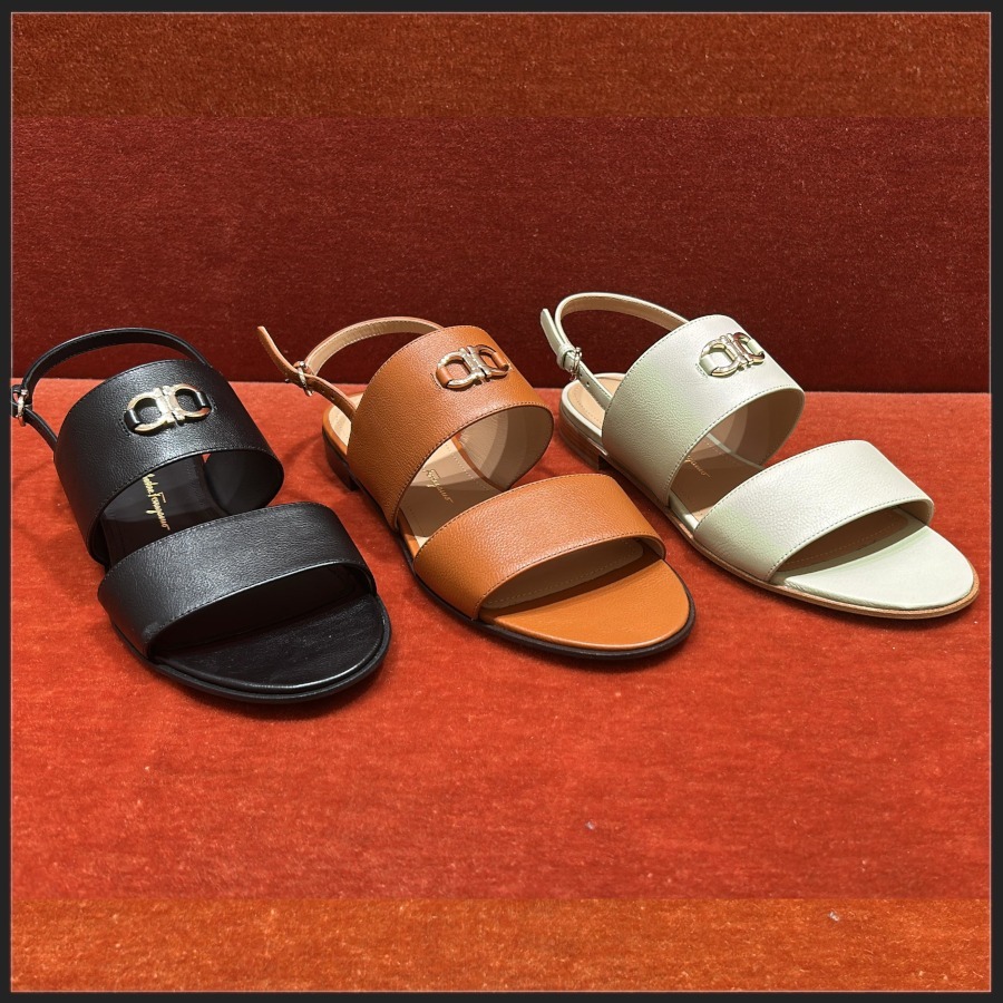 直営店Ferragamo☆ガンチーニ フラットサンダル 3色