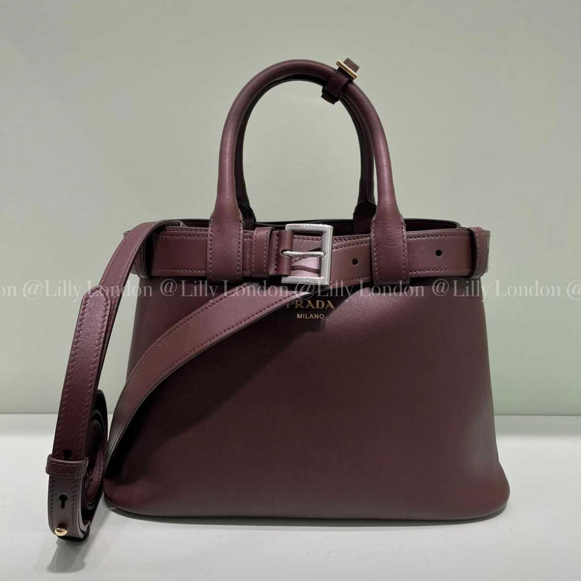 PRADA プラダ スモール ベルト付レザー ハンドバッグ 1BA434