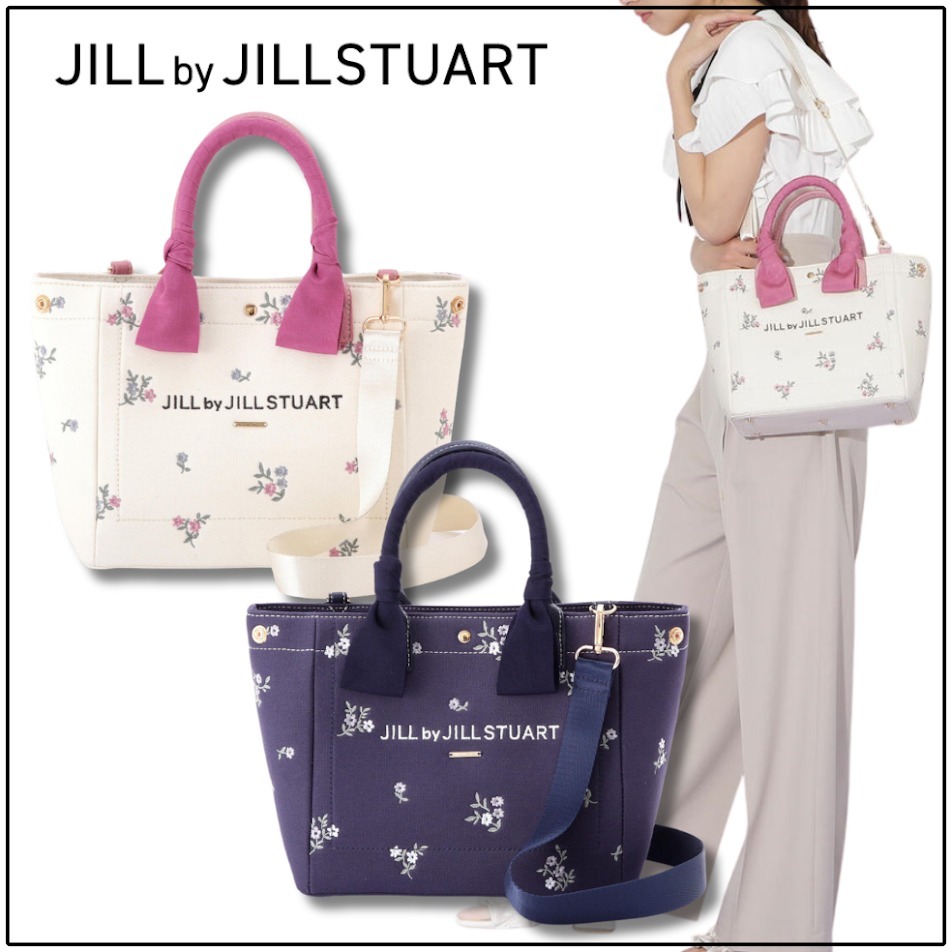 すぐ届く【JILL by JILL】可愛い エンブロイダリー トートバッグ