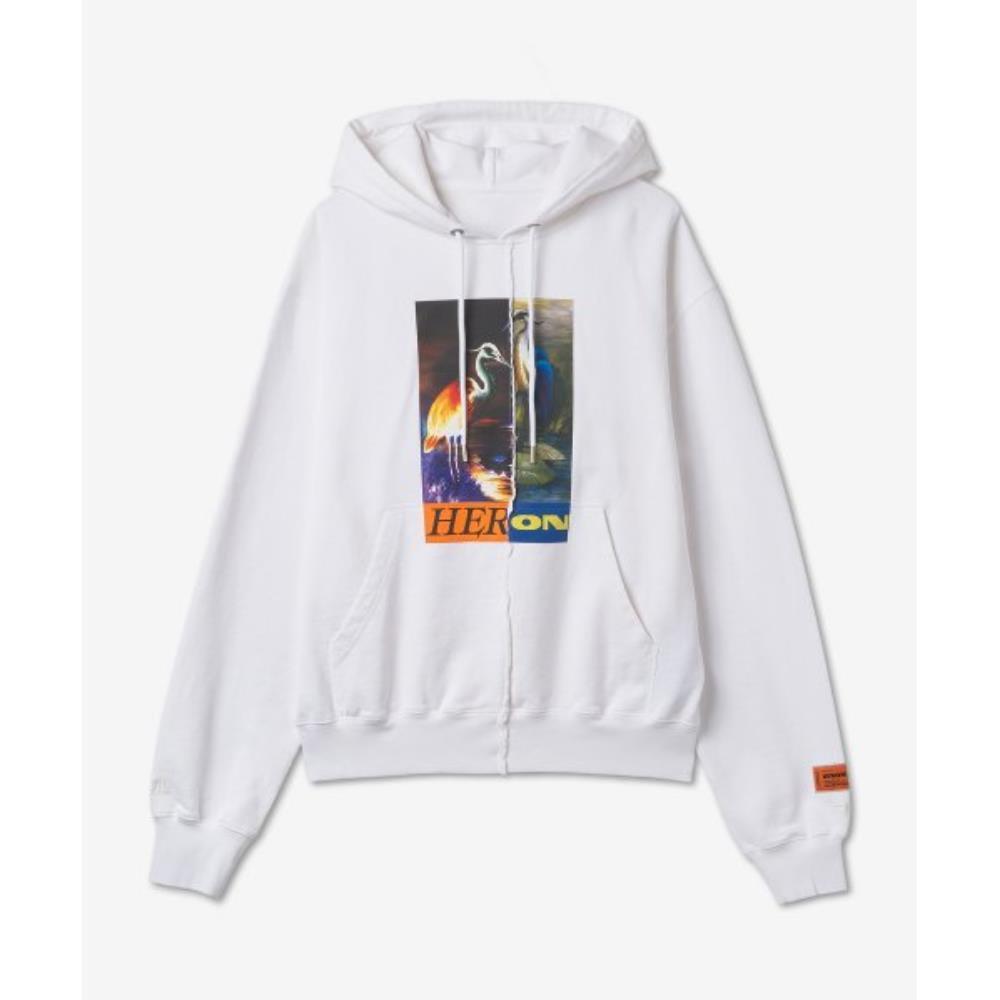 シャツ Heron Preston Split Graphic Print Hoodie White HMBB021F21JER