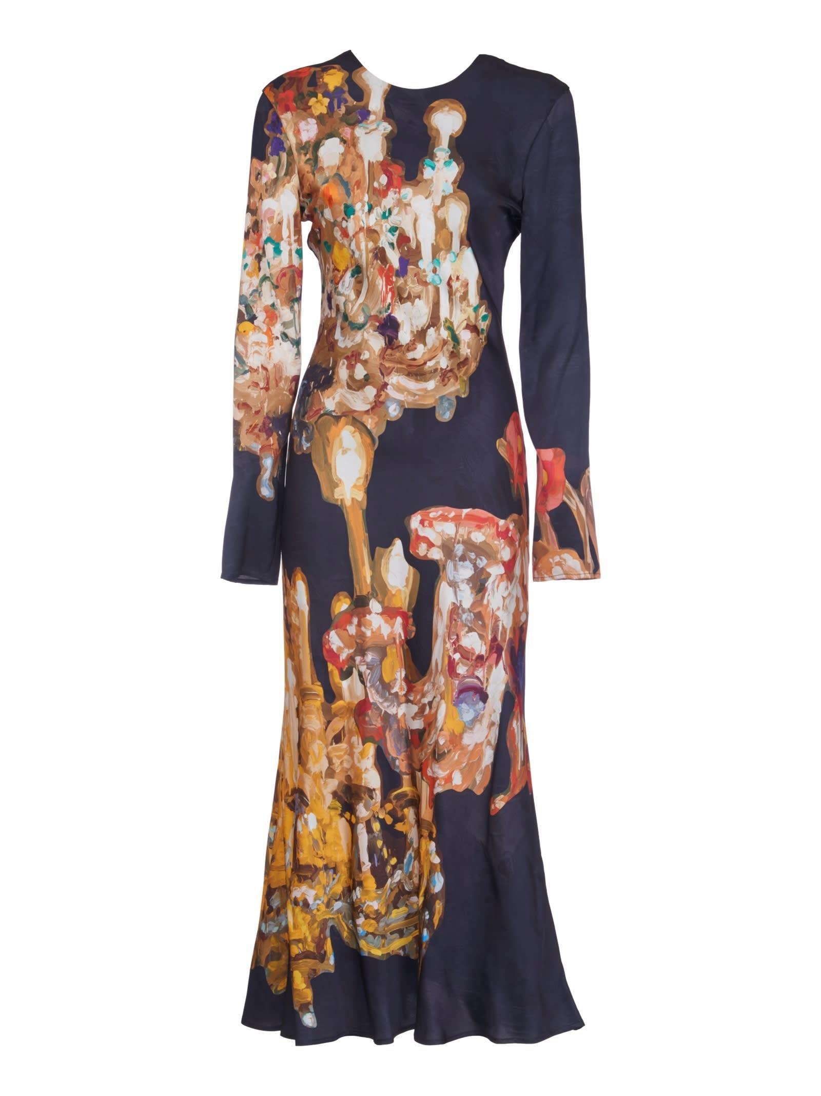 【送料&関税込】MSGM Rear Zip Printed Long-sleeved Dress