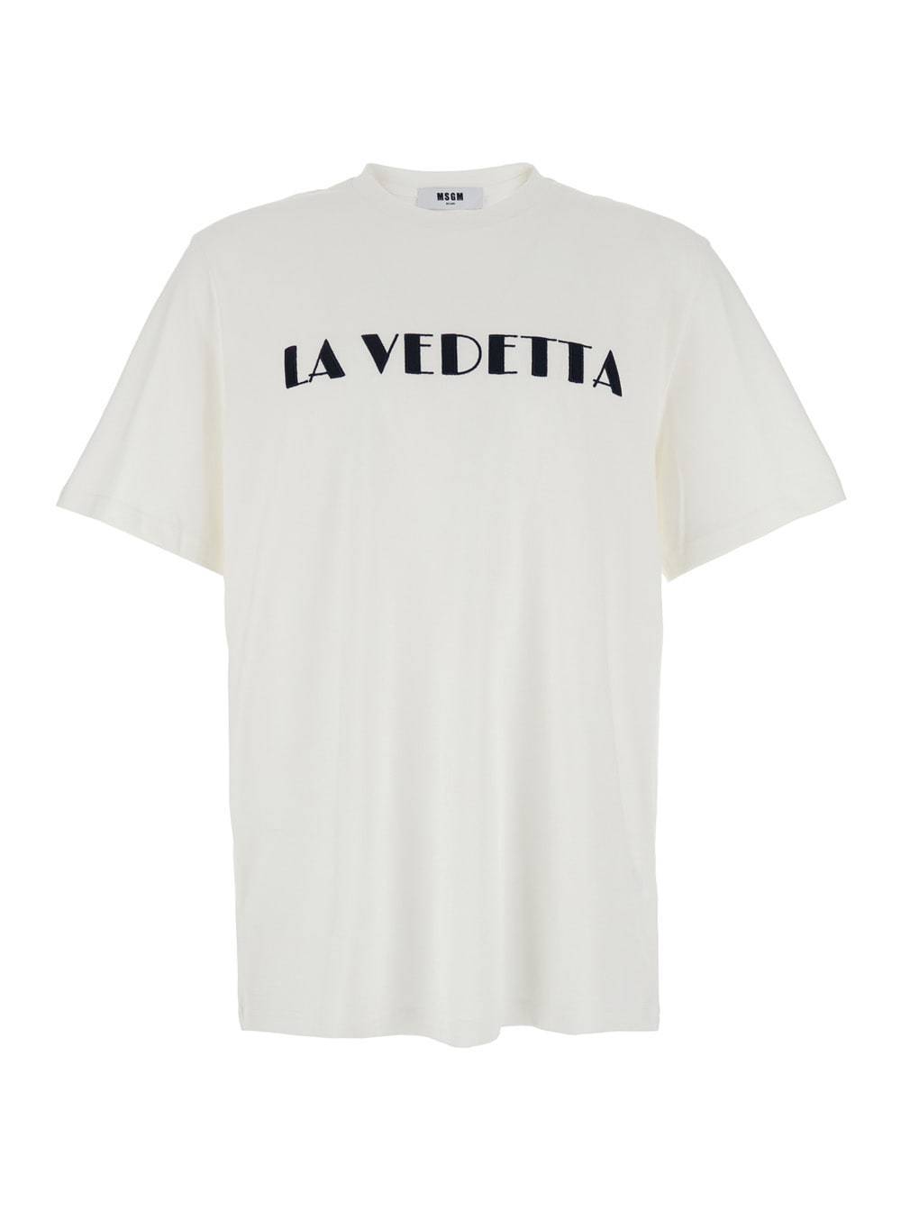 【送料&関税込】MSGM White Crewneck T-shirt With Print On Th