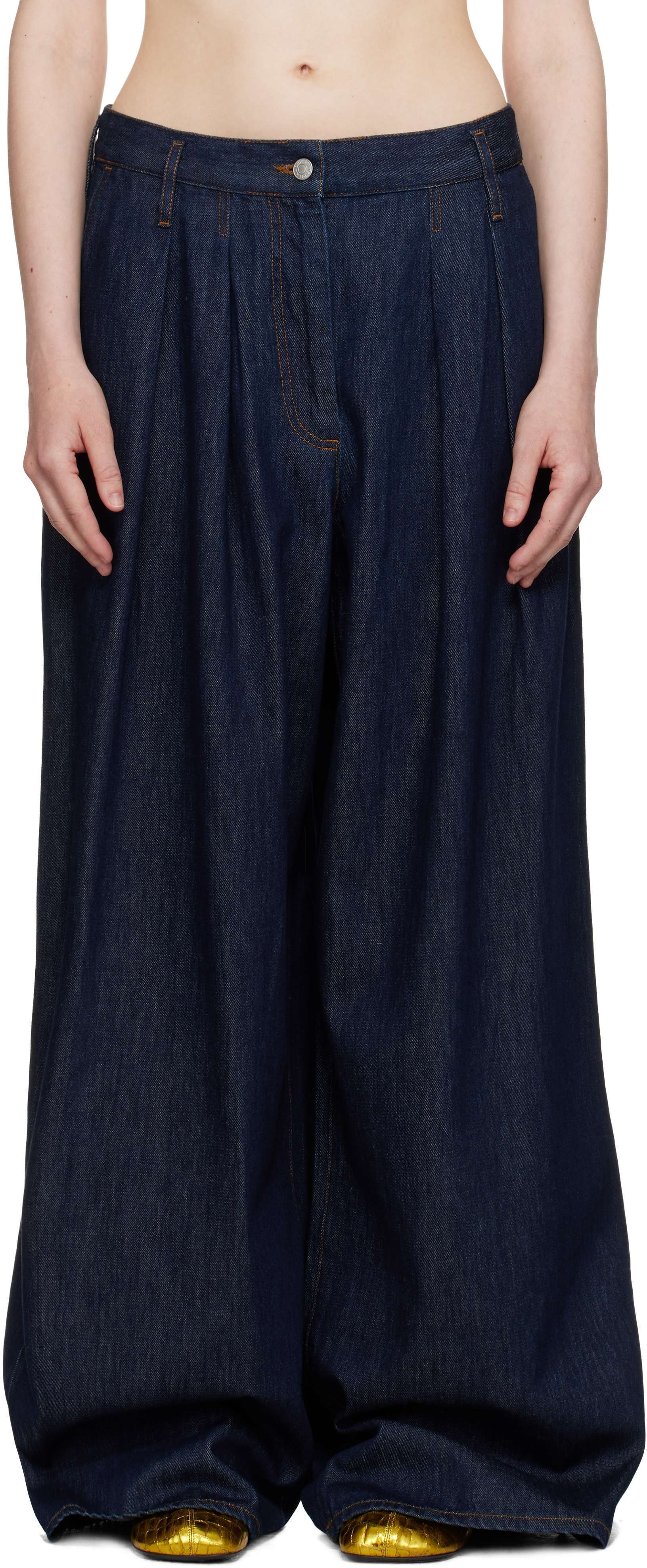 【関税込み】Dries Van Noten インディゴ タック ワイドジーンズ