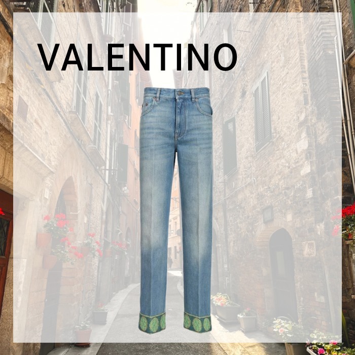 VALENTINO ジャカードトリム デニム パンツ