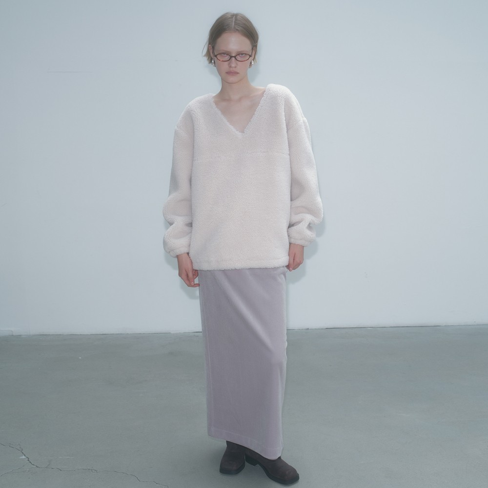 ★overdue flair★ VELVET LONG SKIRT_SILVER