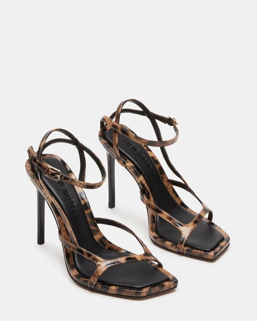 Steve Madden☆ 輝くラインストーン＆ヒョウ柄・ヒールサンダル Steve Madden☆ 輝くラインストーン＆ヒョウ柄・ヒールサンダル