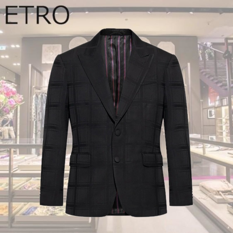 ETRO シングルブレスト チェックジャケット チェック シングルブレストジャケット | エトロ