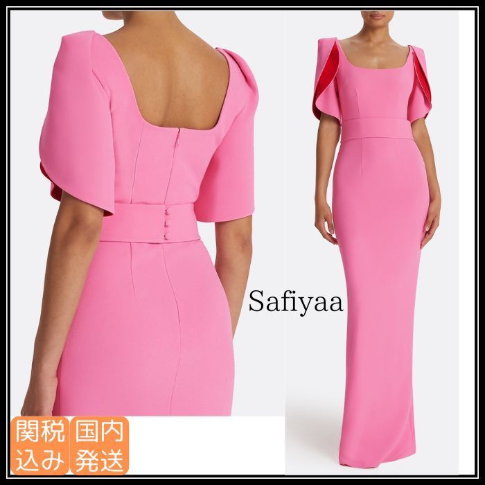 Safiyaa Dara スクエアネック ロング ドレス 関税込み (Safiyaa