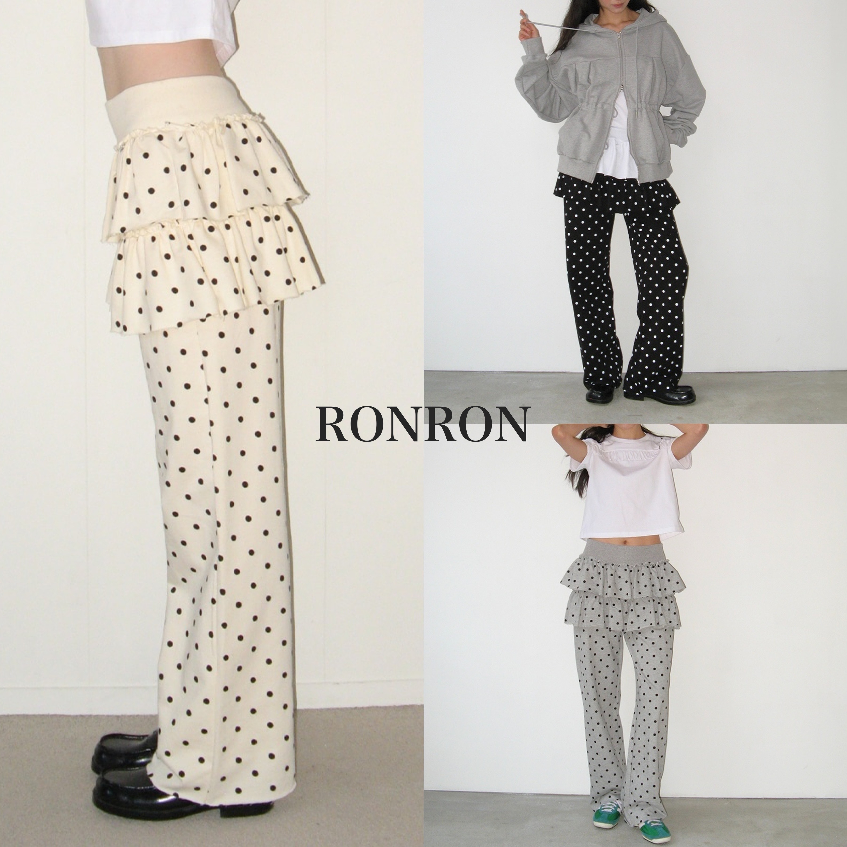 【RONRON】DOT CANCAN RUFFLE LAYERED PANTSKIRT