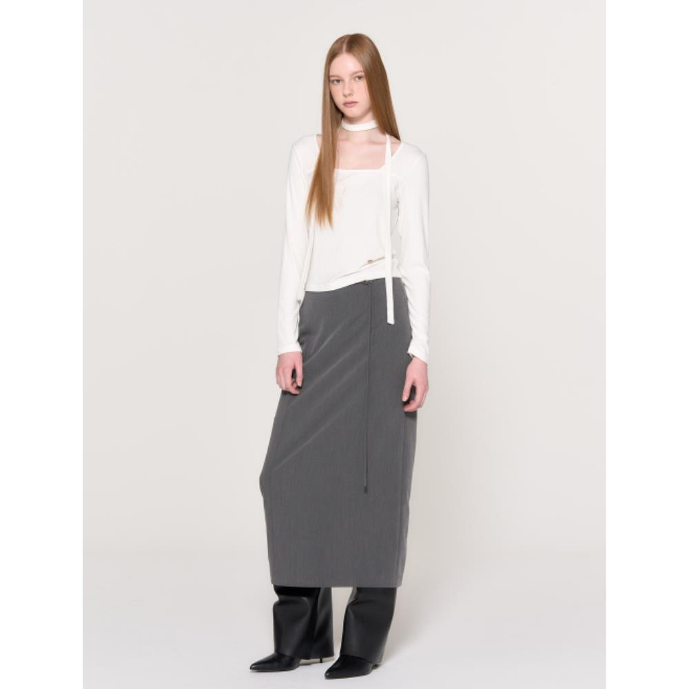 ★GENERAL IDEA★ Scarf Layered Square Neck T-Shirt WHITE WBD