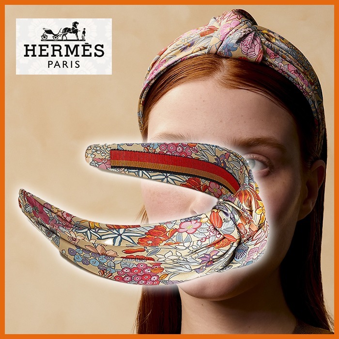 【彩り咲く華やかベージュ】HERMES Knot Bloom ヘッドバンド