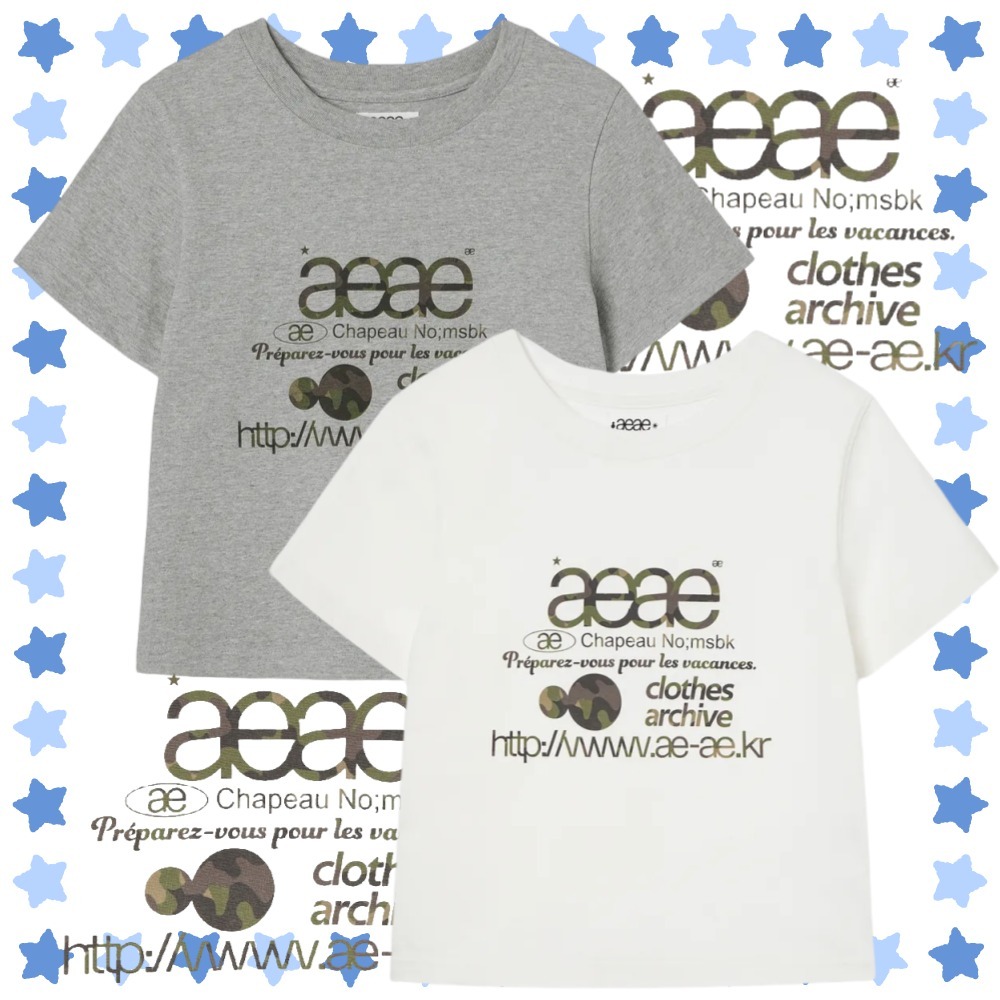 AEAE★韓国★人気★WEB LOGO CROP T-SHIRTS 半袖 迷彩ロゴ