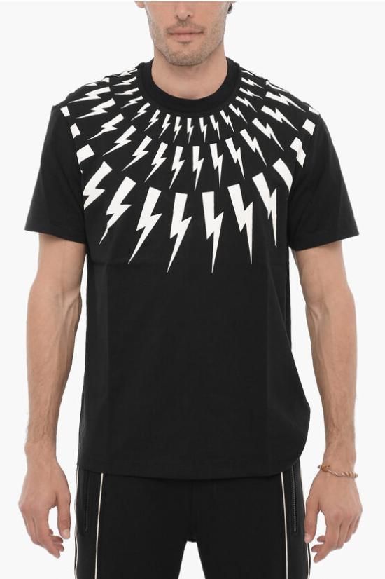 Tシャツ・カットソー NEIL BARRETT Men T Shirts PBJT007S U502S 524 Black