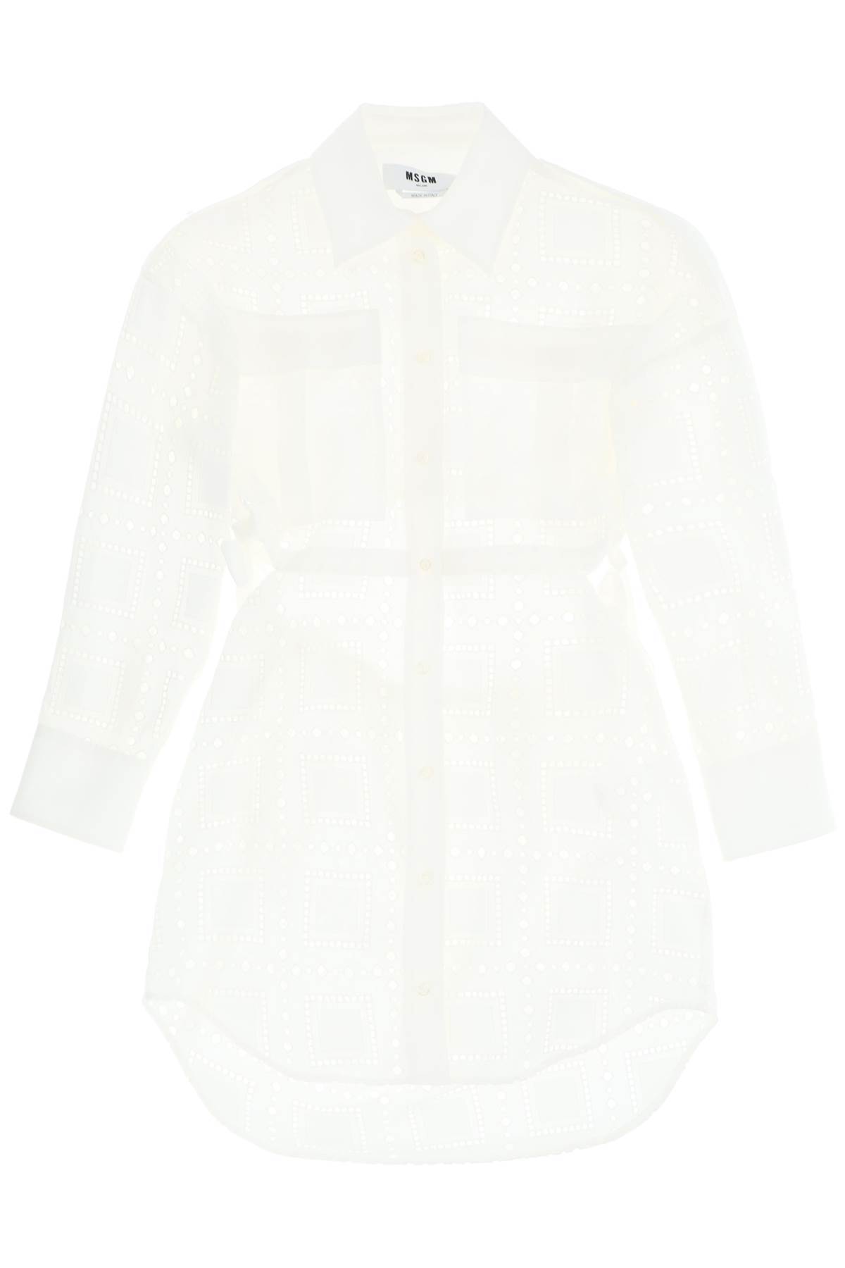 【送料&関税込】MSGM Broderie Mini Shirt Dress With Cut-out