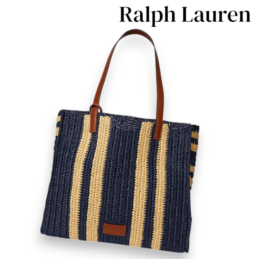 ポーチ付き【Ralph Lauren】Straw ラージウィロートートバッグ