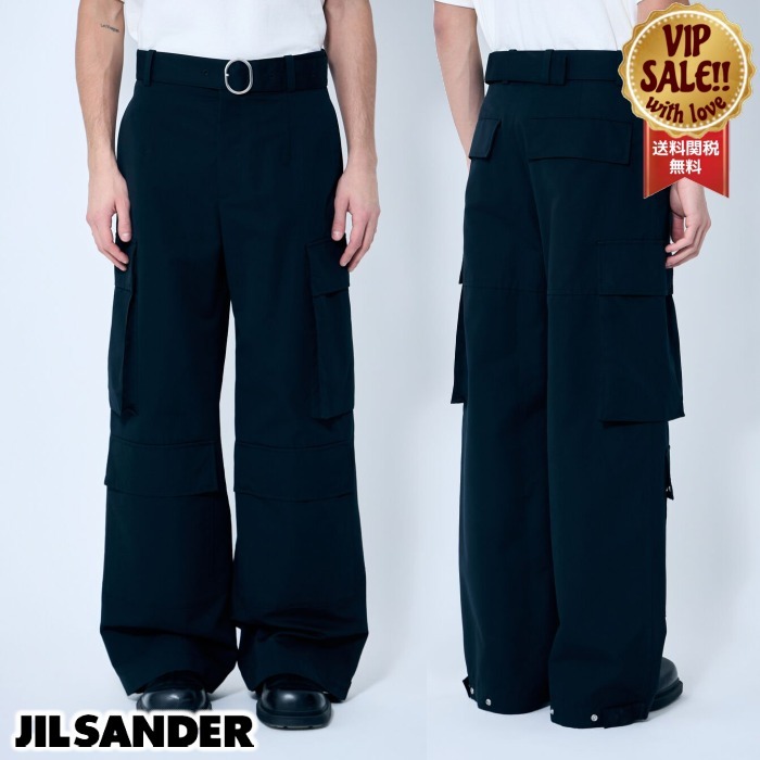 【Jil Sander】 ベルトッドカーゴパンツ ブラック ジルサンダー